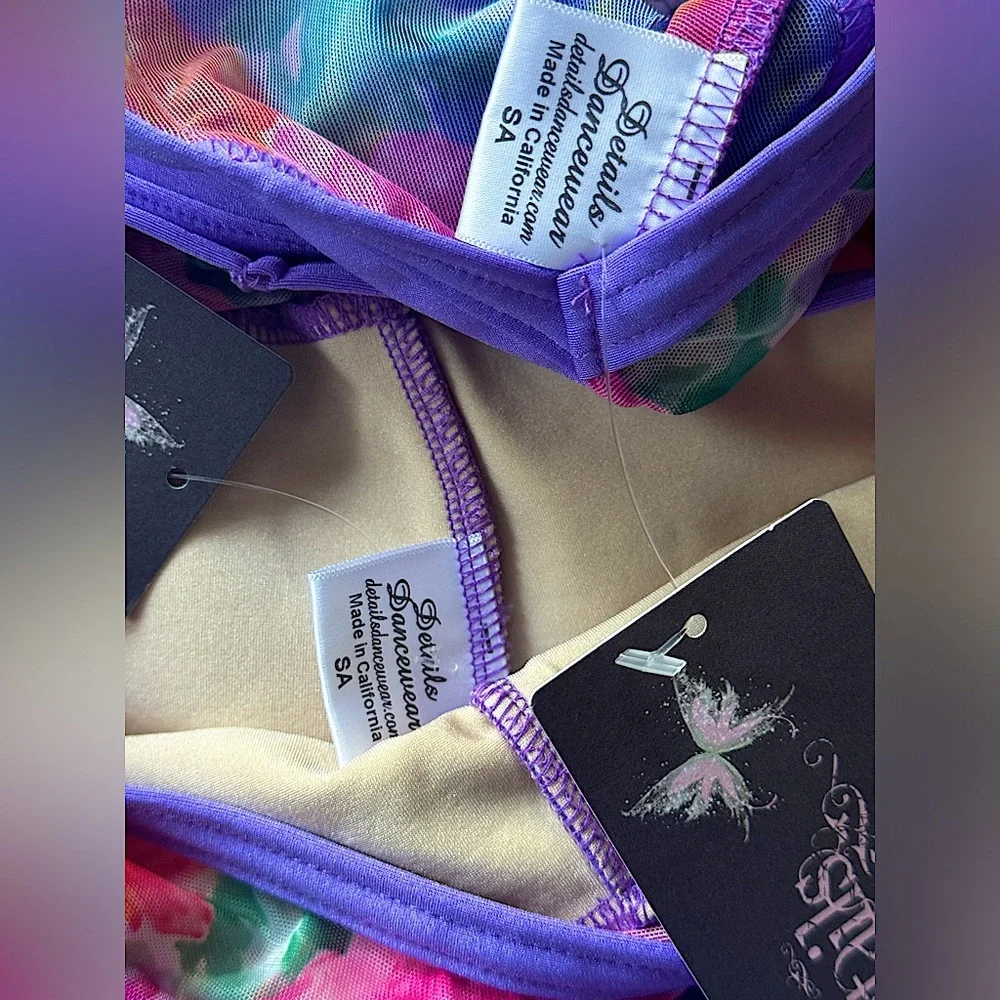 💜Details Dancewear 2 piece set from the Wild Orchid Collection, Lavender Floral
